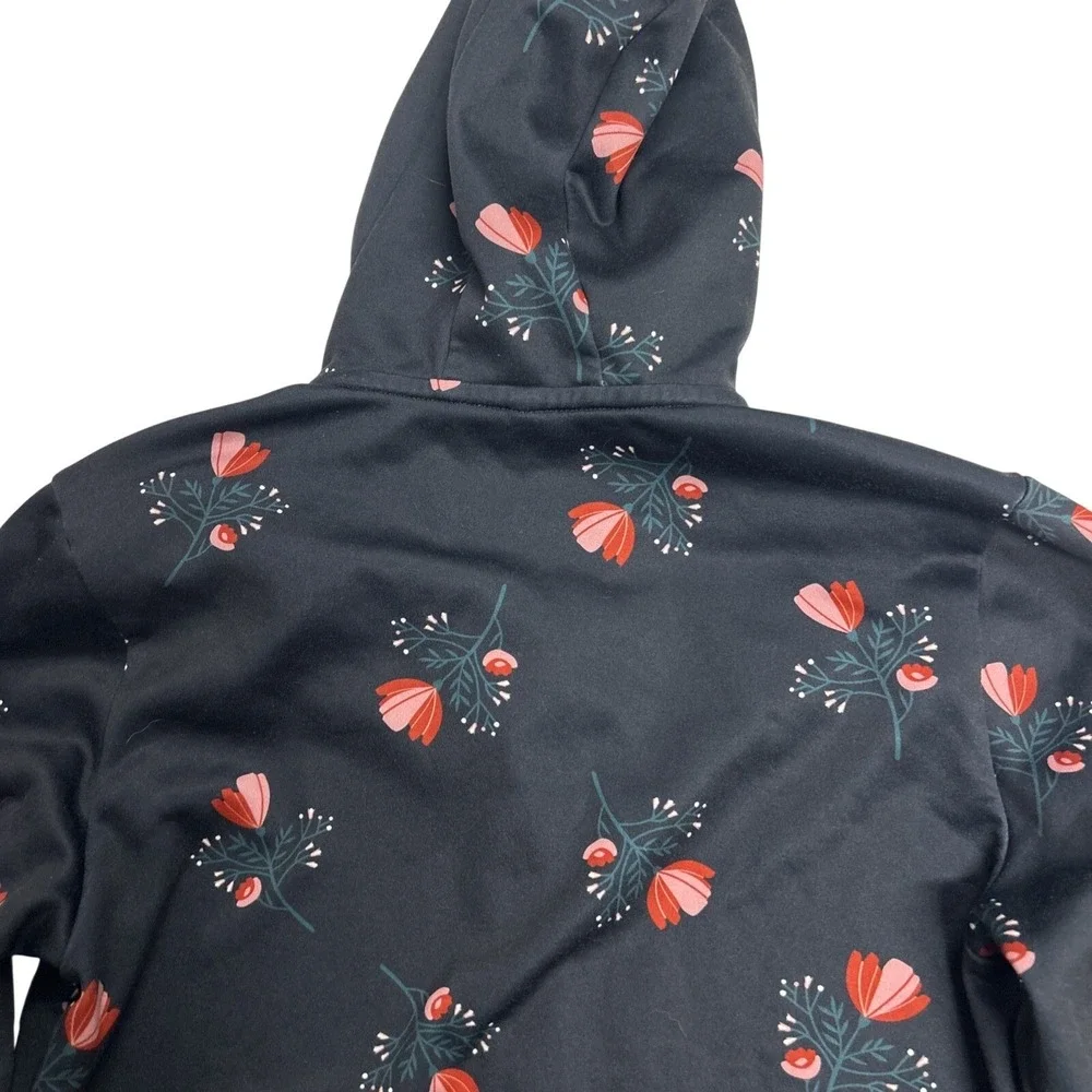 Maloja Girls Jacket Size Large Softshell Black & Floral Print Gorpcore Full Zip